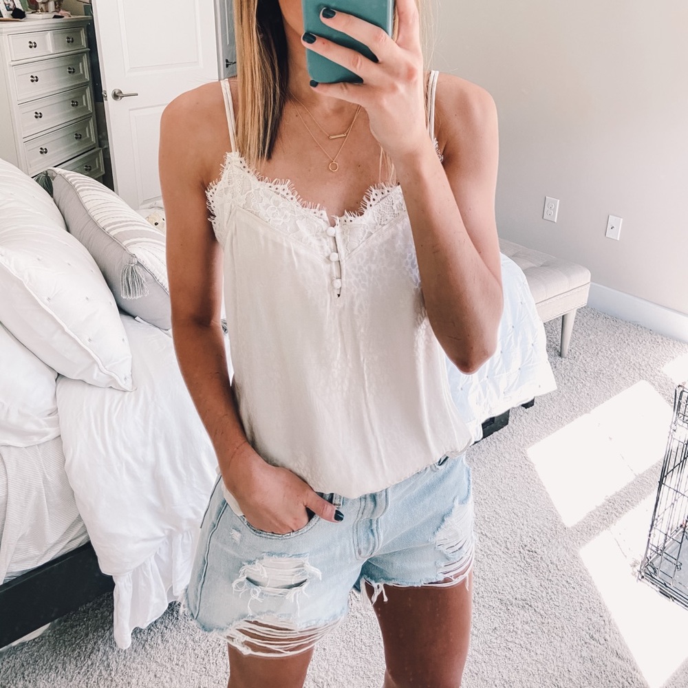 A&F Ivory Lace-Trim Cami